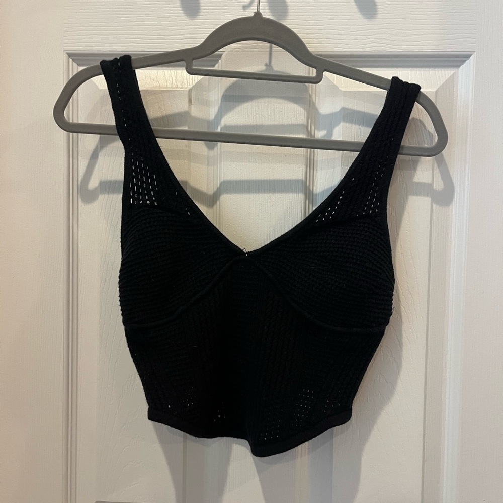 ALO Yoga Black Crochet Top